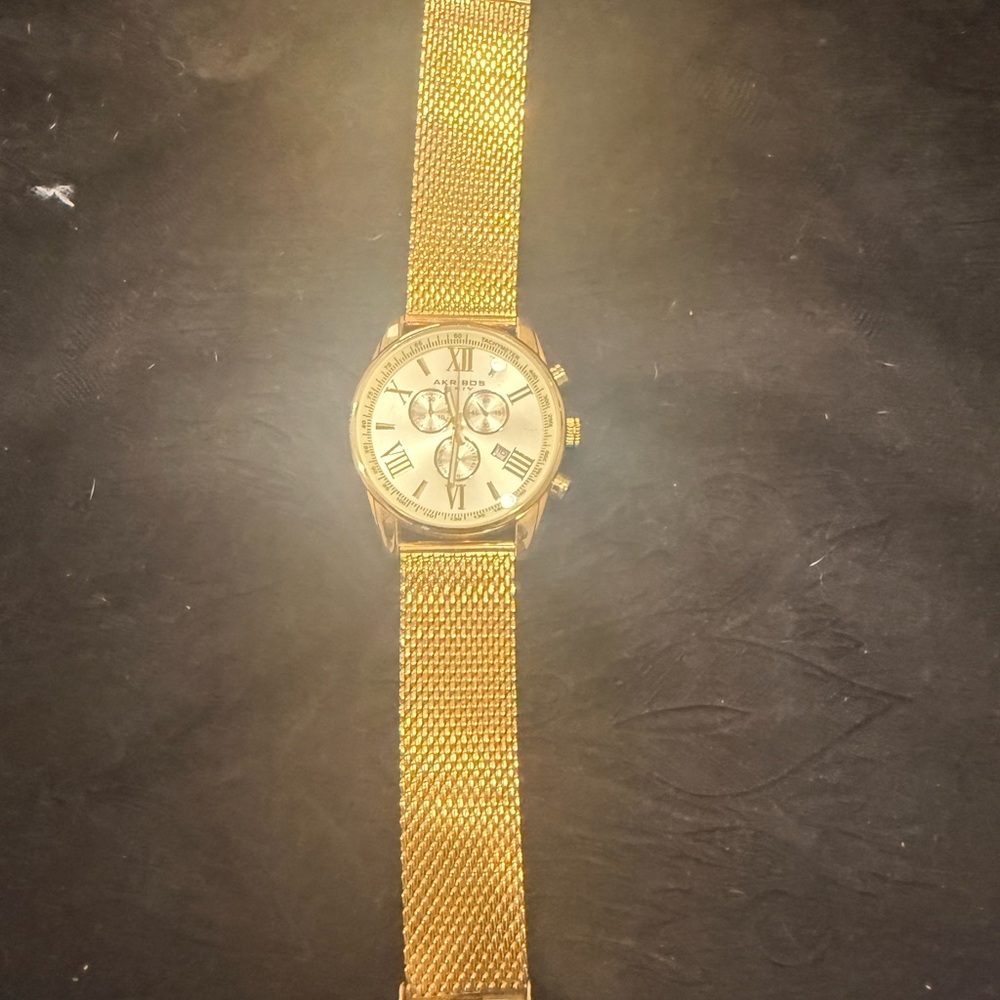 Akribos XXIV Gold Mesh Chronograph Watch